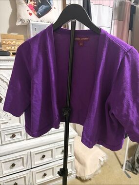 Jessica London Purple Cropped Open-Front Jacket